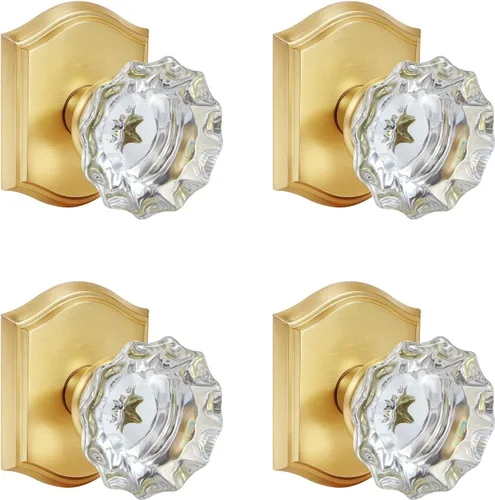 Miniatura 20 de Pomos de Puerta de Vidrio para Interiores, Estilo Vintage, Pomos de Puerta de Cristal de Privacidad con Cerradura, Pomos de Puerta de Latón Antiguo