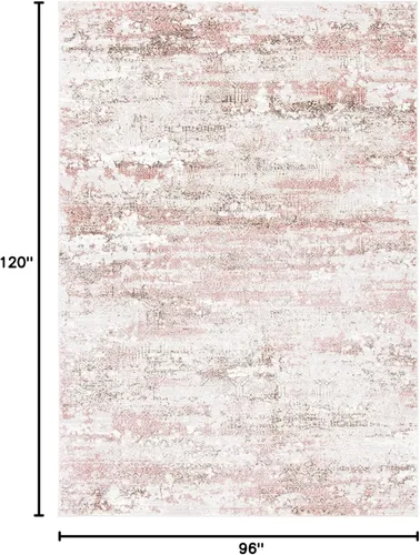 Miniatura 2 de SAFAVIEH Meadow Collection - Alfombra decorativa de 2 x 5 pies, beige y rosa, diseño abstracto moderno, no desprende pelusa y de fácil cuidado