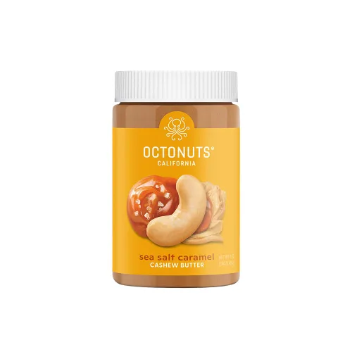 Octonuts Mantequilla de anacardos con sal marina tostada y caramelo 16oz - Mantequilla de frutos secos pura y cremosa - Alimentos deliciosos - Sin