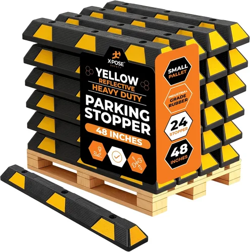 Miniatura 30 de Xpose Safety Tope de goma resistente de 22 pulgadas para estacionamiento, paquete de 2 bloques de ruedas para garaje, entrada o rampa, tope
