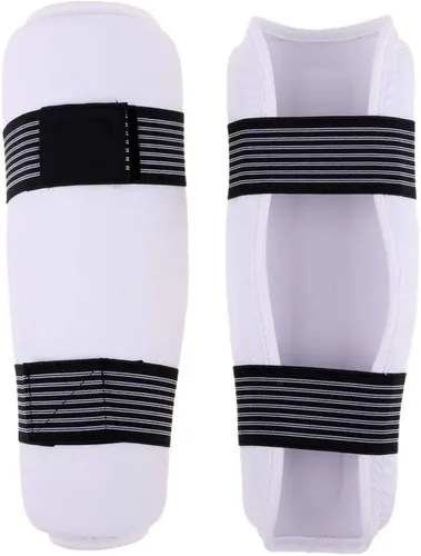 Miniatura 7 de DYNWAVE Espinillera profesional de artes marciales para artes marciales, karate, universal para hombres, mujeres y jóvenes, color blanco