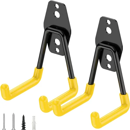 Miniatura 21 de TICONN Paquete de 12 ganchos de garaje resistentes, ganchos de acero para almacenamiento en pared, organizador de colgadores de pared para Negro
