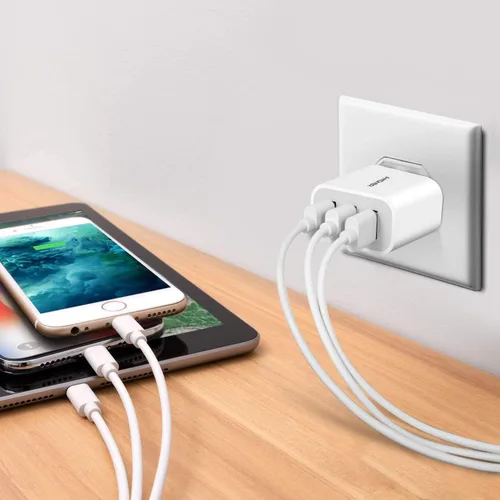Miniatura 2 de Cargador de pared USB, Amoner Pack de 2 de 15W con 3 puertos USB, bloque de carga en forma de cubo para iPhone 14/13/12/11/X/XR/X/8/7/6, Galaxy
