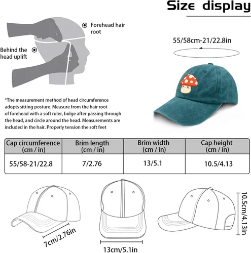 Miniatura 3 de Baseball Caps Smiling Mushroom Baseball Caps for Women Vintage Hats Adjustable