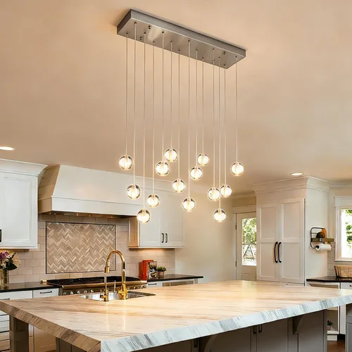 Miniatura 14 de Lámpara de escalera de 25 luces para techo alto, lámpara colgante de gota de lluvia de cristal moderno ajustable, luz colgante larga y grande