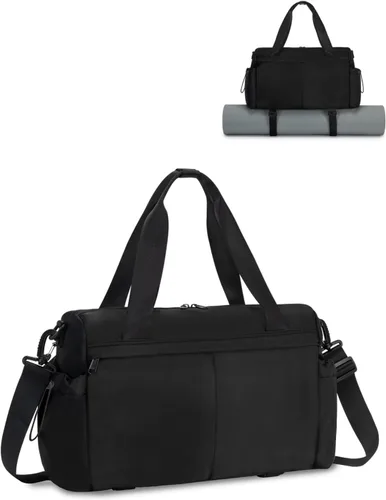 Pequeña bolsa de gimnasio, mini bolsa de gimnasio para mujer con soporte para esterilla de yoga y compartimento húmedo, bonita bolsa de lona para