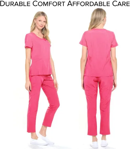 Miniatura 2 de Dagacci Medical Uniform Conjunto de uniforme médico elástico en 4 direcciones con cuello en Y para mujer