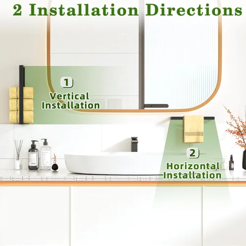 Miniatura 6 de Alise Toallero de mano de 8 pulgadas para montaje en pared de baño, color negro mate, toallero para baño, toallero de acero inoxidable SUS304