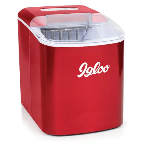 Igloo, máquina para hacer hielo automática eléctrica de sobremesa de 26 libras - 9 cubos en 7 minutos, con cuchara y cesta Rojo