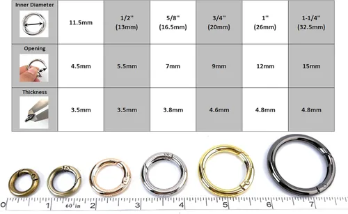 Miniatura 2 de 10 piezas de clips de mosquetón redondos con resorte, anillos en O, cierres de gatillo, hebillas de presión para llavero, costura, fabricación