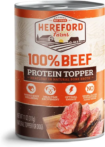 Miniatura 4 de Alimento húmedo para perros 100% de carne de res, un solo ingrediente, mezclador y adorno rico en proteínas, pastel de carne en caldo de hueso, lata