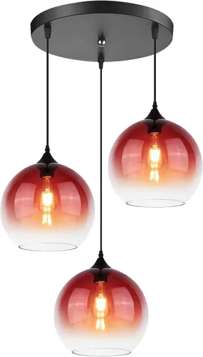 Miniatura 16 de Green Hand Blown Glass Globe Pendant Lights Mid Century Modern Ceiling Hanging Light Fixtures 8.2“ Farmhouse Striped Gold Chandelier for Kitchen