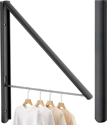 Estante de secado de ropa plegable, colgador de ropa retráctil montado en la pared para lavandería, baño, balcón, estantes de lavandería que ahorran