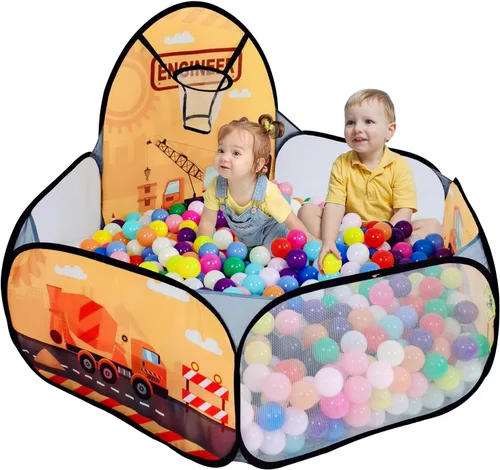 Miniatura 11 de Piscina de pelotas para niños, tienda de campaña desplegable para niños, piscina de pelotas para niños pequeños, corralito de juegos con aro