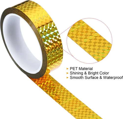 Miniatura 3 de PATIKIL Cinta prisma de 1 pulgada x 55 yardas, adhesivo reflectante holográfico metalizado para detallar decoración de pared, arte dorado