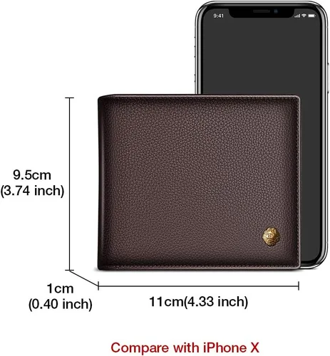 Miniatura 2 de LAORENTOU Billeteras de cuero genuino para hombre, billeteras plegables con cremallera, bolsillo para monedas, casual, cartera delgada
