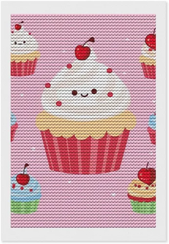 Kits de pintura de diamantes para adultos, lindos cupcakes de taladro completo, pinturas de puntos de diamante, kits de arte de diamantes 5D para