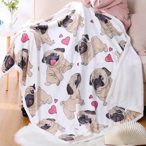 Miniatura 10 de Manta de Carlino de Amor, Manta de Cachorro Lindo Súper Suave, Manta de Peluche de Carlinos, Regalos para Amantes de los Perros, Mujeres y Adultos