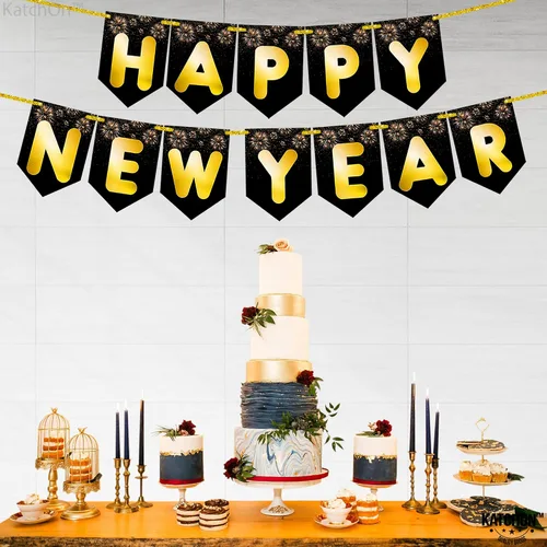 Miniatura 9 de KatchOn Cartel de Feliz Año Nuevo 2025 – Grande de 10 pies, No DIY Cartel de Año Nuevo Telón de fondo para decoraciones Suministros de fiesta