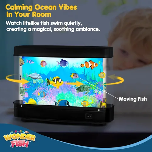 Miniatura 4 de Pecera Artificial de Juguete Océano Virtual - Mini Acuario de Escritorio de Oficina, Lámpara de Movimiento con Luz Nocturna, Regalo Divertido