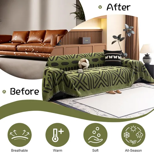 Miniatura 21 de VClife Fundas de sofá bohemio de felpilla para sofá seccional, fundas de sofá suaves y antideslizantes para sofá de 2 cojines, protector de muebles