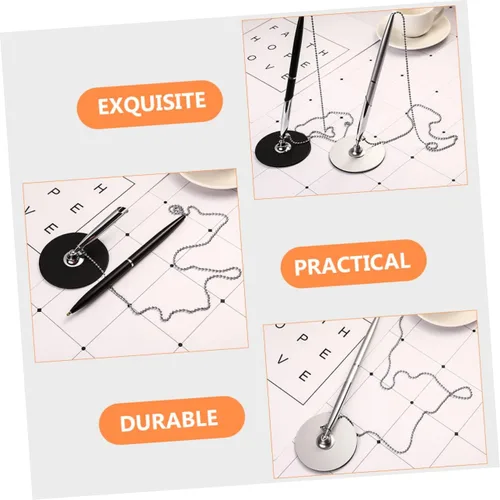 Miniatura 5 de NUOBESTY 2 bolígrafos de escritorio con cadena de bolas, bolígrafos de escritorio, bolígrafos de tinta de gel de seguridad para bancos, oficinas