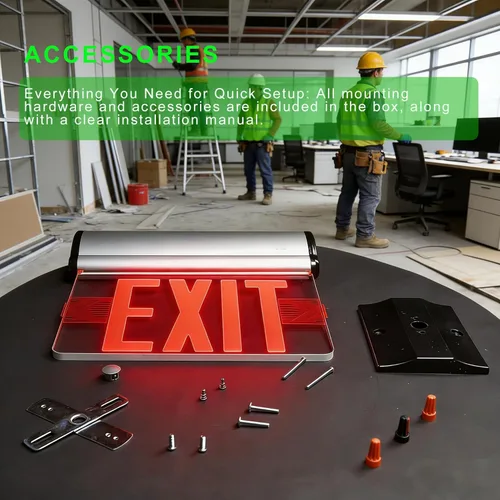 Miniatura 4 de Letrero de salida de emergencia LED con batería de respaldo con certificación UL, montaje en techo de pared, panel acrílico transparente