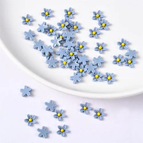 Miniatura 8 de Czsycdsf 100 mini flores de resina de 0.28 pulgadas (0.276 in), botones de flores de espalda plana 3D, adornos de flores de resina para Café profundo