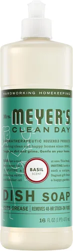 Mrs. Meyer's Clean Day - Detergente líquido para platos, aroma a albahaca, fórmula biodegradable, 16 fl oz