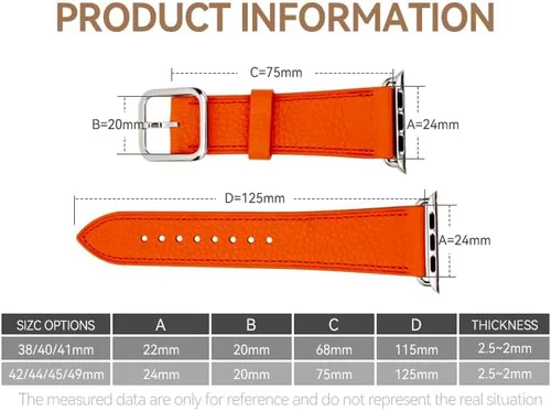 Miniatura 7 de Correa italiana de cuero genuino compatible con Apple Watch Series 987654321SE de 1.772 in, 1.732 in, 1.654 in, 1.614 in, 1.575 in, 1.496 in
