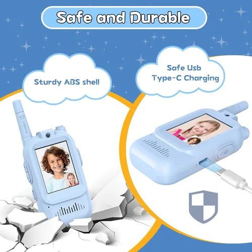 Miniatura 4 de Walkie Talkies para niños, paquete de 2, radios bidireccionales recargables de largo alcance, juguetes para niños y niñas de 3 a 5 años, aventura al