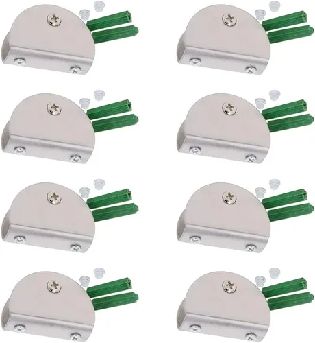 Miniatura 11 de Soporte de estante de vidrio ajustable de acero inoxidable, 4 unidades, medio redondo, para puerta pequeña, para gabinete de puerta pequeña, soporte