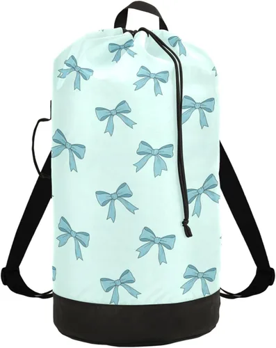Mochila de lavandería con nudo de lazo de dibujos animados, bolsa antidesgarros, organizador de ropa sucia para dormitorio universitario, artículos