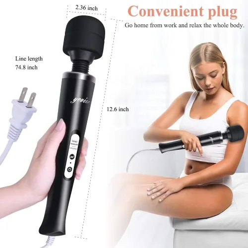 Miniatura 4 de YEVIOR Potente masajeador de mano con cable con 10 ajustes de pulso, vibración fuerte para mujeres, masajeador personal de terapia corporal total