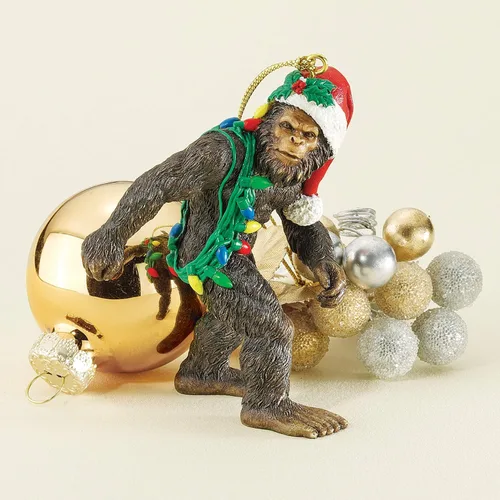 Miniatura 6 de Design Toscano yeti con sombrero de Papá Noel, divertido adorno navideño para árbol de Navidad, 5,1 cm de ancho, 2,5 cm de profundidad, 7,6 cm