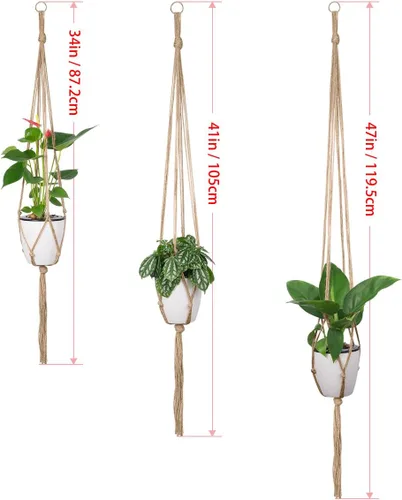 Miniatura 2 de Soportes colgantes de macramé para plantas, 6 unidades, 3 tamaños