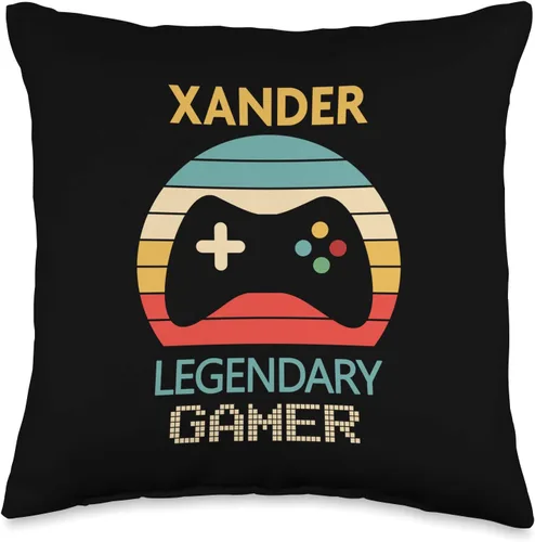 Gamer Xander Name Gifts Xander - Cojín para decoración de jugador, 16.0 x 16.0 in, multicolor