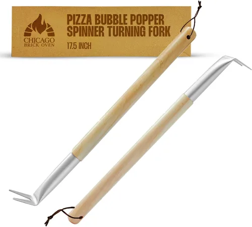 Miniatura 9 de Chicago Brick Oven Pizza Turning Peel PRO - 9 pulgadas de diámetro, mango de madera desmontable de 31.5 pulgadas con correa de cuero, aluminio duro