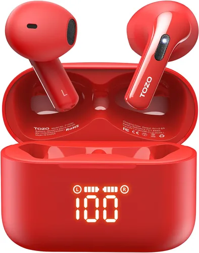 Miniatura 9 de TOZO Auriculares inalámbricos T21 Bluetooth de 5.3 pulgadas, micrófono dual, cancelación de ruido, IPX8, reproducción de 44 horas, sonido estéreo