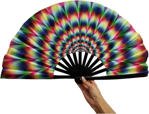Miniatura 3 de Ventilador de mano decorativo para rave, grandes abanicos plegables para festivales, Drag Queen y Burlesque, bonitos accesorios holográficos