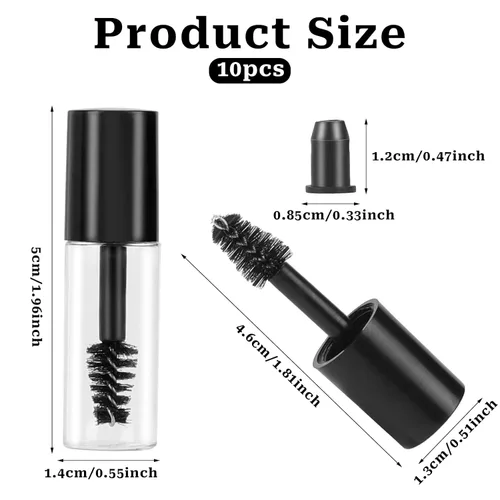 Miniatura 2 de 10 unids 0.1 fl oz tubo de rímel vacío varita mini pestañas crema contenedor botella crecimiento pestañas embalaje tubo contenedor para el hogar