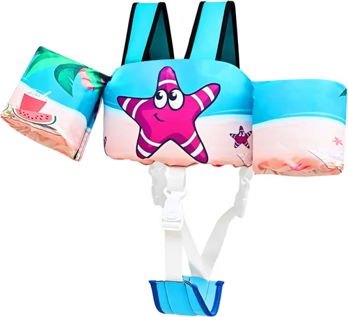 Miniatura 17 de Chaleco de natación para niños pequeños, flotadores para niños de 22 a 66 libras, chaleco de natación extraíble con correa de entrepierna y arnés