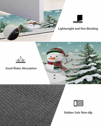 Miniatura 3 de Tapete de baño de Navidad verde azulado para bañera, antideslizante, de secado rápido y absorbente, tapete de tierra de diatomeas para cocina