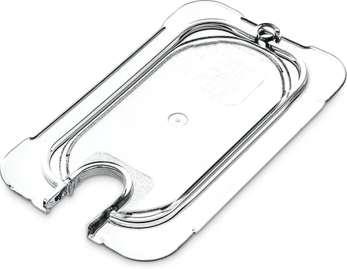 Carlisle FoodService Products 10337U07 StorPlus Tapa universal de policarbonato de superficie plana con muescas para alimentos de noveno tamaño,