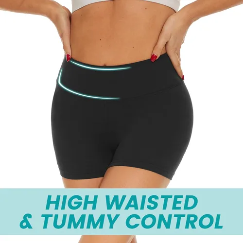 Miniatura 2 de GAYHAY Paquete de 3 pantalones cortos para mujer Pantalones cortos de elastano de cintura alta de 2 pulgadas, pantalones cortos de baile, voleibol