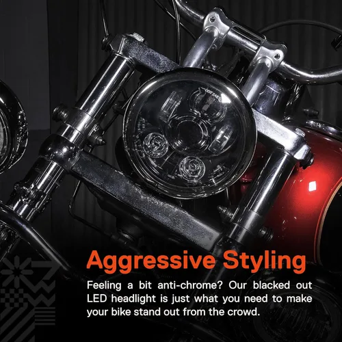 Miniatura 7 de TRUE MODS 5.75" (5 3/4) Faro LED para Harley Davidson [Acabado Negro] Faro LED Redondo para Motocicleta para Dyna Street Bob Super Wide Glide Low