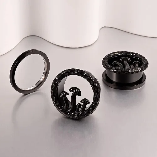 Miniatura 4 de DOEARKO 2 unidades de dilatadores de oreja de acero inoxidable con forma de hongo fresco túneles expansor de oreja dilatador de oído piercing