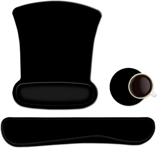 Miniatura 22 de ToLuLu - Alfombrilla ergonómica para mouse y mouse con reposamuñecas para teclado, para computadora, laptop, PC, cómoda y duradera, reposamuñecas