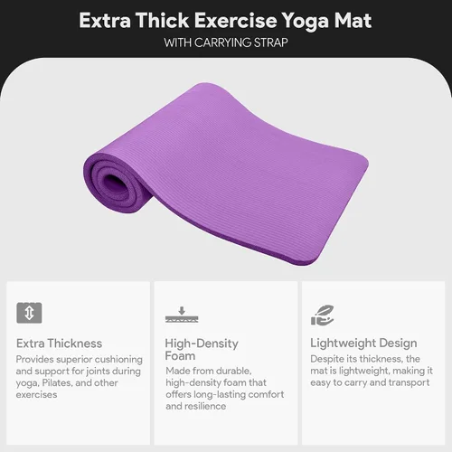 Miniatura 2 de BalanceFrom Yoga Mat, 1-Inch Extra Thick High Density Exercise Mat, Anti-Tear Exercise Yoga Mat with Carrying Strap, Suitable for Various Yoga