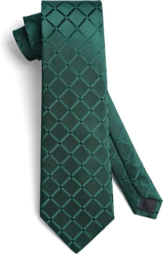 Miniatura 242 de HISDERN Conjunto de corbata a cuadros a cuadros pañuelo tejido clásico formal para hombre corbata y bolsillo cuadrado